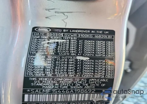 2006 Land Rover Range Rover Hse z USA, uszkodzony, nr VIN SALMF15446A198692